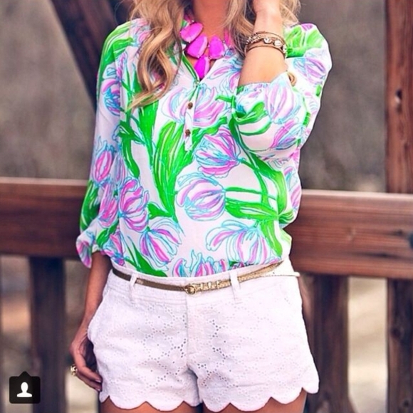 Lilly Pulitzer Tops - Lilly Pulitzer Elsa Top Silk Tulip Print Size Small